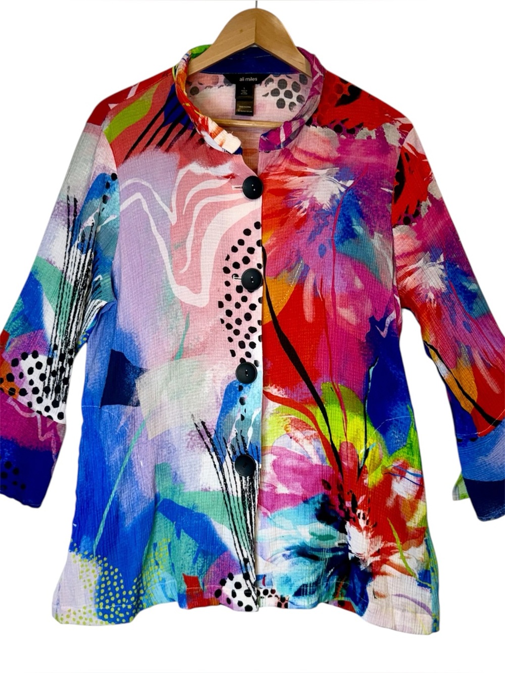 Ali Miles Artcore Abstract Button Front Top Large Dopamine Dressing Gallerycore